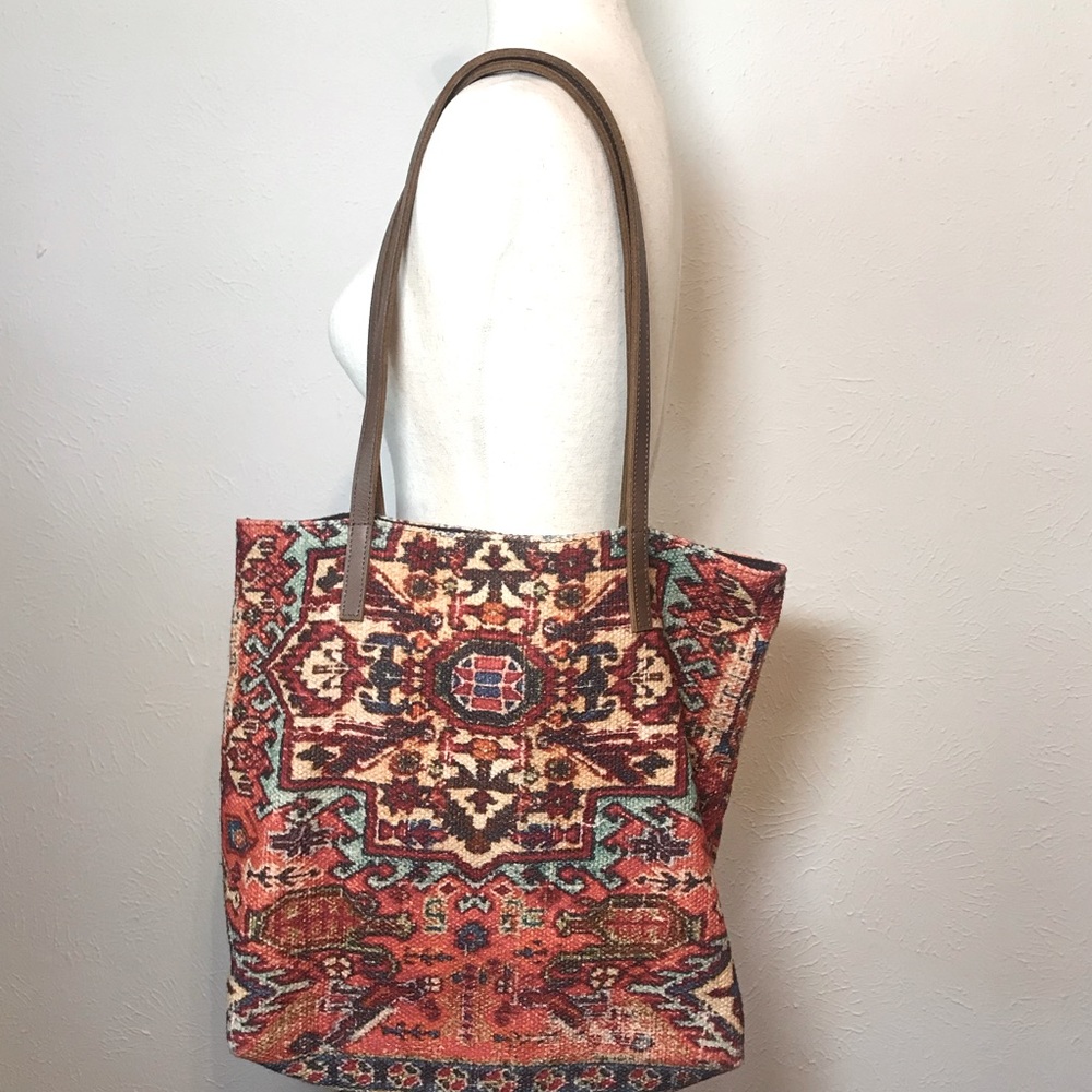 Soft Surroundings tapestry tote in autumn colors, like-new condition.